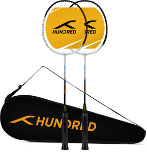 Hundred POWERTEK 100 (2PCS IN 1) White, Black Strung Badminton Racquet
