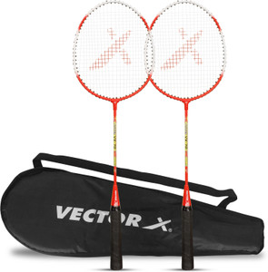 VECTOR X VXB-70 2 Racquet With Full Cover Red Strung Badminton