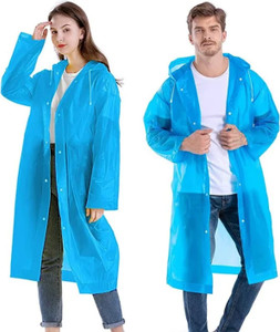 स्पॉटव्यू Waterproof Rain Poncho | Reusable | Lightweight | Fashionable |Blue Pack of 1 पुरुषों और महिलाओं के लिए सॉलिड रेनकोट