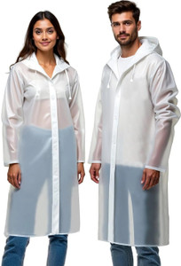 Spotview Waterproof Rain Poncho | Reusable | Lightweight | Fashionable |White Pack of 1 Solid Men & Women Raincoat