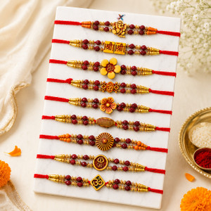 Rudraksh Set of 10 Rudraksh Rakhi Threads – Traditional & Sacred Rakhi Combo Assorted Rakhi by Flipkart SmartBuy