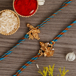 eCraftIndia Designer Rakhi Assorted Rakhi, Chawal Roli Pack  Set