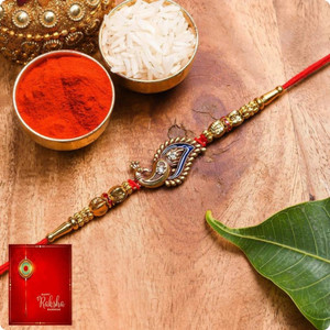 Poorak Designer RK24_MB_PK1_1Y_105 Assorted Rakhi, Greeting Card, Chawal Roli Pack  Set