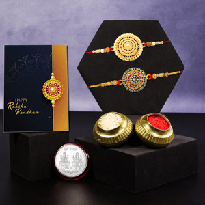 DeoDap Designer Rakhi Combo Gift Set for Brother ||Y22K2_601+604 Assorted Rakhi  Set
