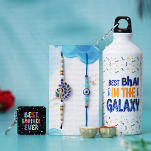 Dreamica Designer Rakhi-1577 Assorted Rakhi, Bottle, Showpiece, Chawal Roli Pack, Greeting Card  Set