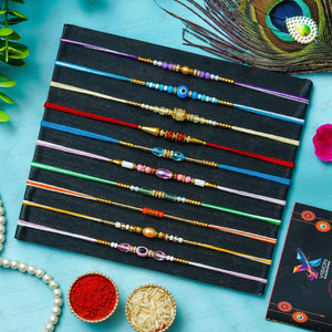 Xvision Designer Premium Antique Look set of 10 Mauli Thread Rakhi  Set