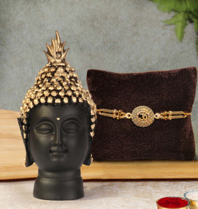 TIED RIBBONS Religious TR-RB21-RakhiBuddha-NK003 Assorted Rakhi, Showpiece, Greeting Card, Chawal Roli Pack  Set