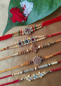 Akinom Enterprises Designer kr243rt14 Mauli Thread Rakhi, Chawal Roli ...
