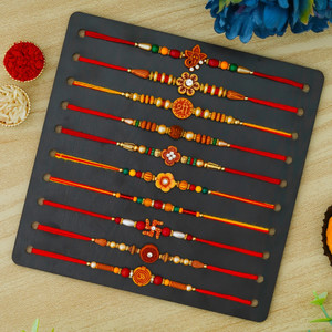 Tonkwalas Designer Rakhi Set For Brother Combo With Roli Chawal Greeting Card Mauli Thread Rakhi, Greeting Card, Chawal Roli Pack  Set