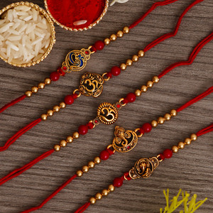 eCraftIndia Designer D1271_ECI Assorted Rakhi, Chawal Roli Pack Set