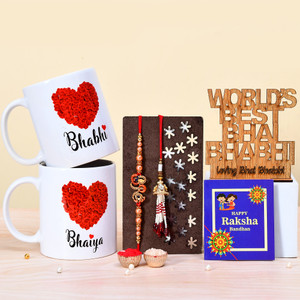 PRIDE STORE Bhaiya Bhabhi Rakhi for brother and bhabhi -188-Bhaiya-Bhabi-MG-b.bro.rkh-LTKN-MDF-5N Mauli Thread Rakhi, Mug, Lumba, Showpiece, Greeting Card, Chawal Roli Pack  Set