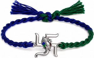 Designer Rakhi-ganesh-swastik-925 Silver Rakhi by Milan jewellers