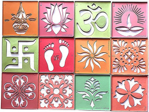Jayshri handicrafts Rangoli Stencils for Floor Decoration, Diwali Decoration, (4x4 inches) Rangoli Stencil