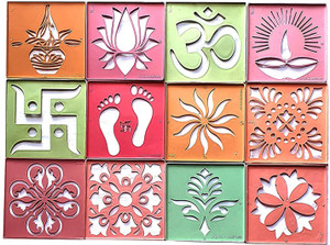 tovaih Set of 12 Rangoli Stencils for Floor Decoration, Diwali Decoration, (4x4 inches) Rangoli Stencil
