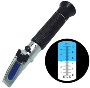 ERMA 0-10% Brix Refractometer with ATC Low-Concentrated Sugar Solutions Accuracy 0.1% Synthetic Machining Coolants Maple Sap Cutting Liquid CNC Maple Syrup Makers Tea Manual Handheld Refractometer