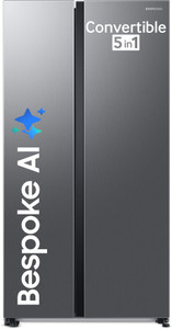 Samsung 653 L Frost Free Side by Side 3 Star Refrigerator  with AI and WiFi, Convertible 5-in-1, Digital Inverter