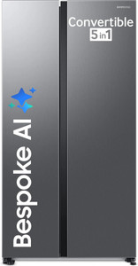 Samsung 653 L Frost Free Side by Side 3 Star Refrigerator  with AI and WiFi, Convertible 5-in-1, Digital Inverter