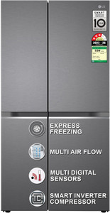 LG 655 L Frost Free Side by Side 3 Star Refrigerator  with Smart Inverter Compressor, Express Freeze, Easy Ice Maker & Multi Air Flow