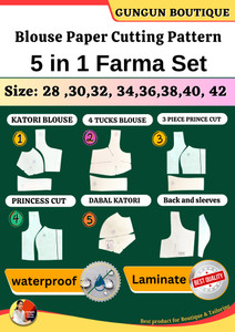 5 In 1 Blouse Paper Cutting Patterns Combo Farma Set | All Size 28 To 42 | Ready Paper Cutting Pattern By Aradhya Boutique