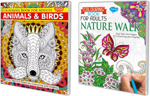Sawan Present Set Of 2 Books | Adult Colouring Book | Colouring Book For Adults Animals & Birds Colouring Book For Adults Nature Walk
