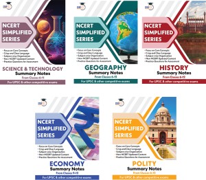 Set Of 5: History – Polity - Economy - Geography & Science And Technology NCERT Simplified Series Notes For Classes 6-12 (New) For UPSC , State PSC And Other Competitive Exams 2023 By StudyIQ Publications