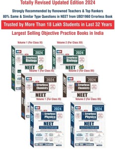 Errorless Biology + Chemistry + Physics For NEET As Per NTA (Coloured Paperback+Free Smart E-Book) Revised Updated New Edition 2024 (Set Of 6 Volumes) By UBD1960 (Original Errorless Self Scorer With Trademark Certificate)
