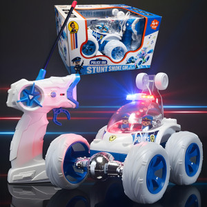 SMART BOY Remote Control Police Stunt Car Toy with 360° Rotation & LED Lights