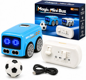 Craveon Magic Mini Bus Smart Induction Toy Car with Remote Control LED Light Bus Toy