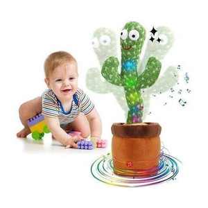 TrueBucks Cactus Talking Toy Dancing Cactus Repeats What You Say,Electronic Plush Toy with Lighting,Singing Cactus Recording and Repeat Your Words for Education Toys,Singing Cactus Toy (120 Cheery Songs Included) (Green)