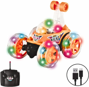fenterprises Rechargeable Rotating&Rolling Big Stunt Racing Car Toy Music & Light