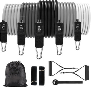 LAFILLETTE Resistance Set 5 Exercise Bands With Handles Door Anchor Fitness Resistance Tube