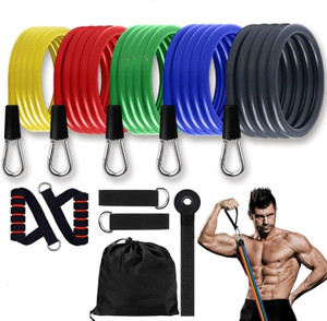 GOCART 11Pcs Resistance Workout Exercise Bands with Door Anchor,Handles,Ankle Straps रेजिस्टेंस ट्यूब