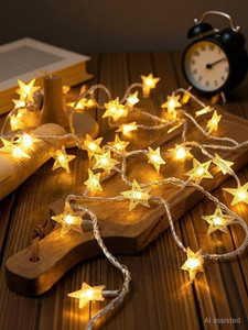 FIZZYTECH 15 LEDs 3 m Yellow Steady Star Rice Lights