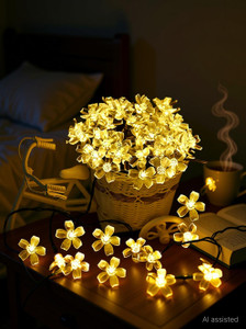 X4Decor 42 LEDs 12 m Yellow Steady Flower Rice Lights