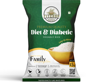 FITCROP Premium Diet and Diabetic Rice | Low GI Rice | Chemical Free| Certified Sona Masoori Rice (Medium Grain, Steam)