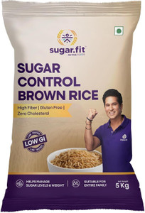 Sugar.fit Sugar Control Low GI Brown Rice | High Fiber | 100% Organic | Diabetes Friendly Brown Sona Masoori Rice (Full Grain, Unpolished)
