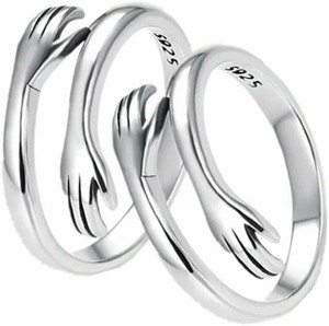 BLOOM STYLE i love u double hug Ring For Beautiful Couples For Valentine , dailywere Ring Stainless Steel Silver Plated Ring
