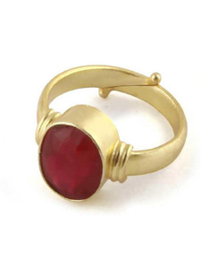 RATAN BAZAAR Ruby stone 5.00 ratti Manik Stone Ring Natural Stone Certified Astrological Purpose for men & women Stone Ruby Gold Plated Ring