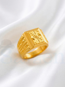 Saizen RoyalEdge Chillai Work Gold-Plated Finger Ring for Men And Boy's Stainless Steel Gold Plated Ring
