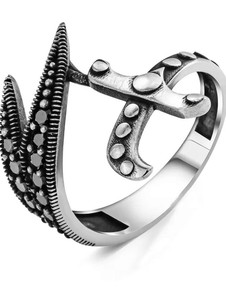 zebisco Adjustable Stainless Steel Zulfiqar Sword Ring – Antique Finish Islamic Jewelry Stainless Steel Silver Plated Ring