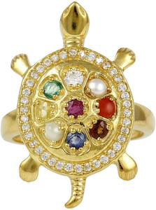 TODANI JEMS Brass Sapphire Gold Plated Ring