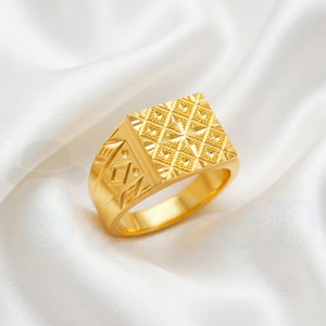 Saizen RoyalEdge Chillai Work Gold Plated Micro Plating Finger Ring for Men and Boys Stainless Steel Gold Plated Ring