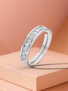 Miss Highness 925 Pure Silver Rhodium Plated Ring for Men, Adjustable Free Size – Gift for Him Sterling Silver Cubic Zirconia Rhodium Plated Ring