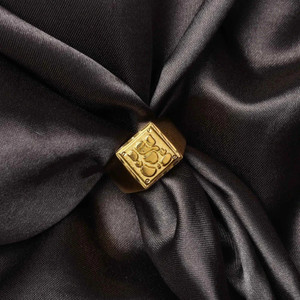 DIVINE HINDU Premium Gold Plated Ganesha Ring Spiritual Jewellery Hindu God Jewellery for Men Brass Gold Plated Ring