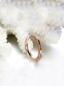 YELLOW CHIMES Western Style Crystal Top Stainless Steel Rose Gold Plated Ring