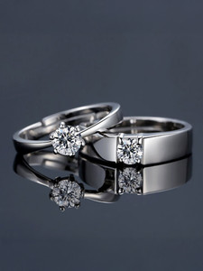 SILVOSWAN Valentine Gifts Adjustable Stylish Couple Ring with Red Rose Box Best Gift for girlfriend, Propose Day Gift, Rose Day Gift Metal Platinum Plated Ring Set