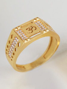 GORASH CREATION Brass Cubic Zirconia Gold Plated Ring