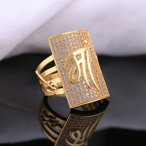 Jalaram Fashion Brass Cubic Zirconia, Diamond Gold Plated Ring