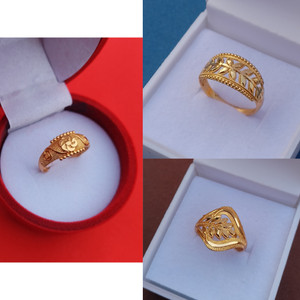 VIYAN Chakdi Kardo 3 Pan Gold Ring For Women Alloy Gold Plated Ring
