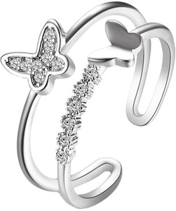 Thrillz Design Silver Plated Ring For Women & Girls Beautiful Ring Stainless Steel Silver Plated Ring
